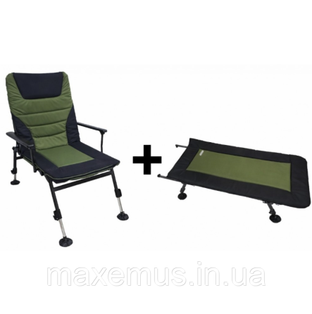 Раскладное карповое кресло с подставкой для ног Bonro B-24 Черно-зеленое (туристическое для рыбалки) Мостиська
