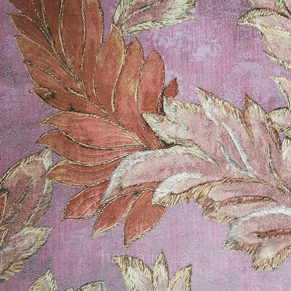 Шпалери метрові вінілові на флізелін 24 Carati Cristiana Masi листя великі структурні бордові з золотом Київ - фото 1