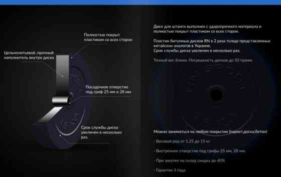 Штанга набірна W-подібна на 27 кг Гантелі, гирі, штанги і диски з пластиковим покриттям Київ