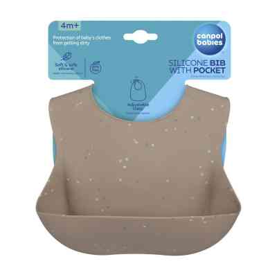 Нагрудничек Canpol babies DOTS силиконовый с карманом, бежевый (51/029_bei) Винница