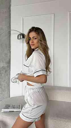 Женская базовая роскошная пижама двойка шелк Армани Белый, 46/48 Одесса