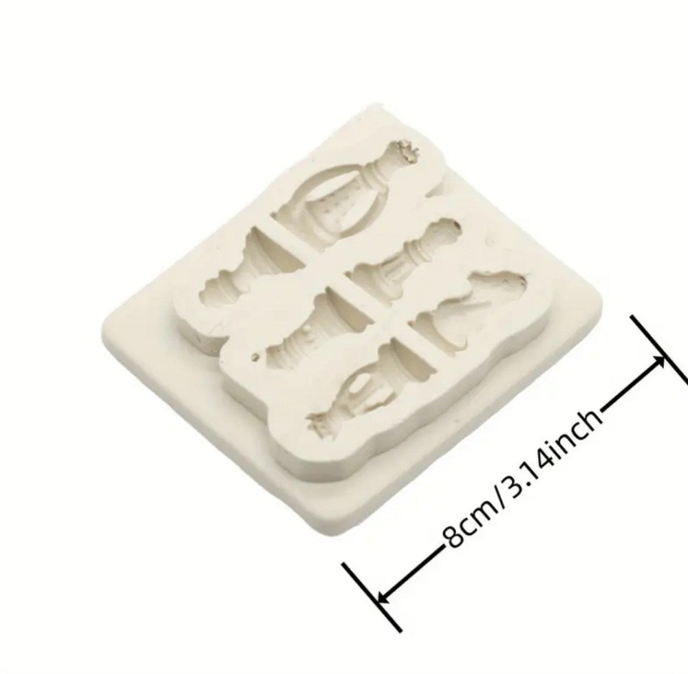 Молд силиконовый Шахматы маленький 80 на 70 мм серый Киев - изображение 2