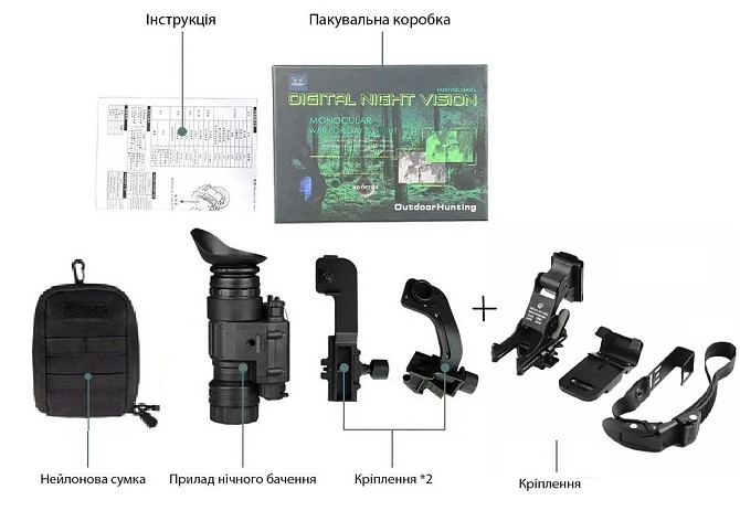 Монокуляр нічного бачення Night Vision PVS-14 4х (до 400м) + набір кріплень на шолом Вінниця - фото 7