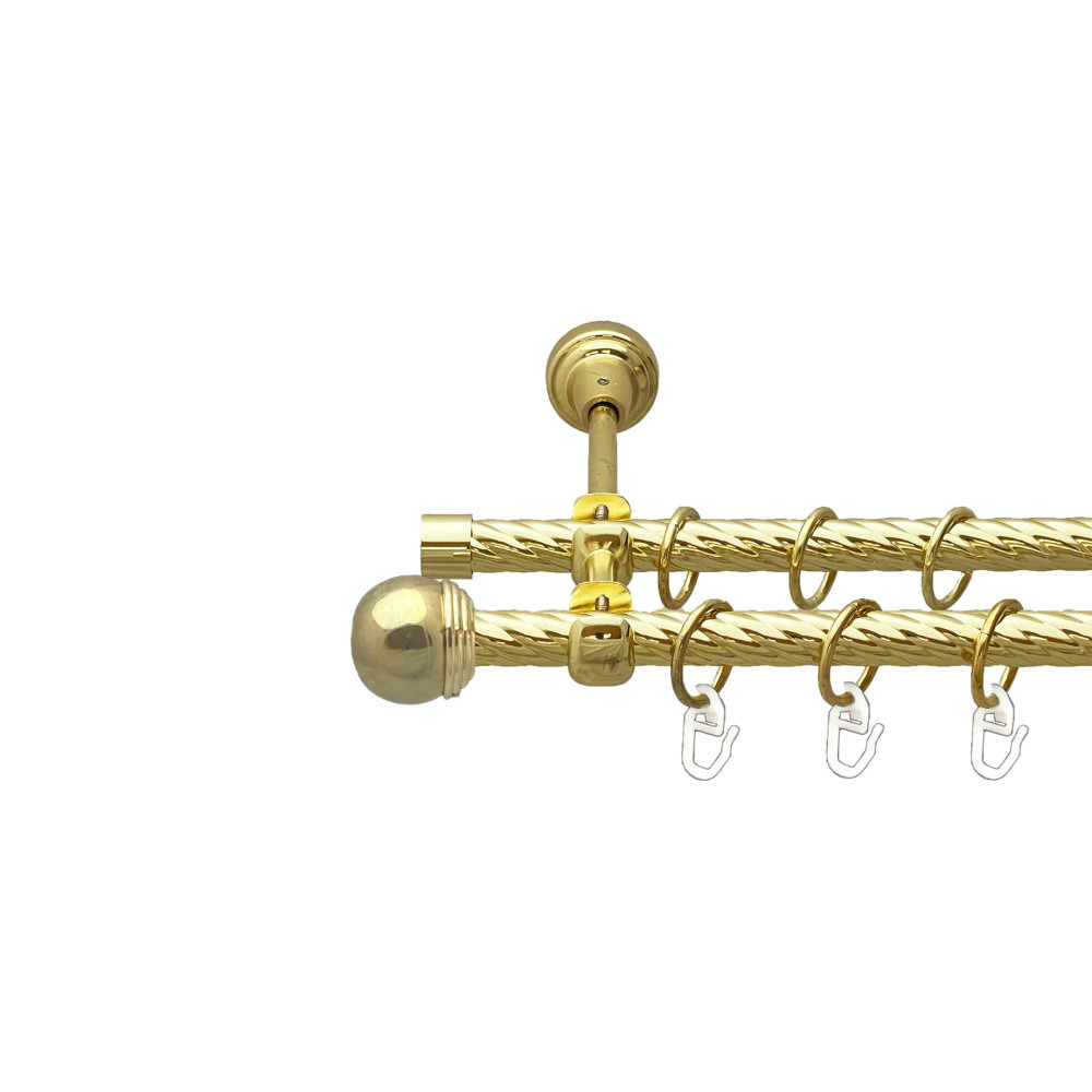 Карниз Orvit Тоді Макс металевий дворядний відкритий скручена труба кільце металеве Золото 16\16 мм 160 см Львов - изображение 1