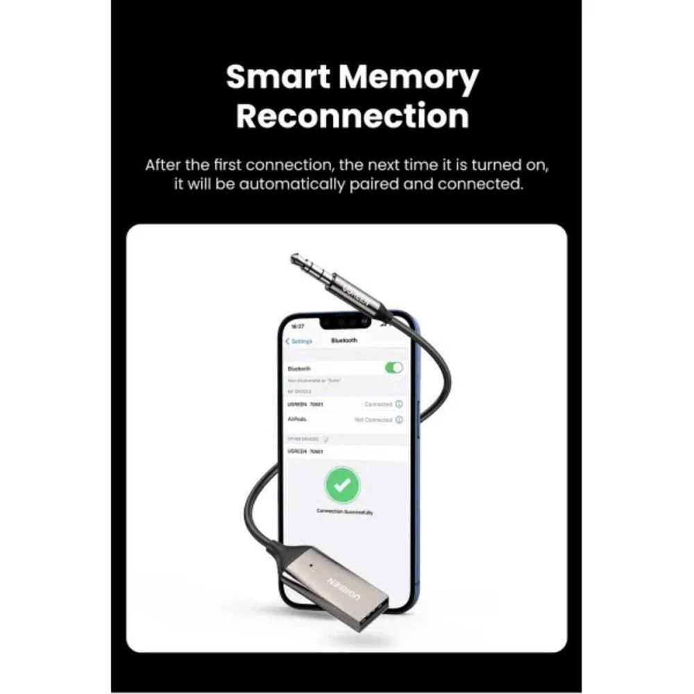 Bluetooth-ресивер UGREEN CM309 Bluetooth Car Receiver Aux with Mic (Space Gray)(UGR-70601) Миколаїв - фото 6