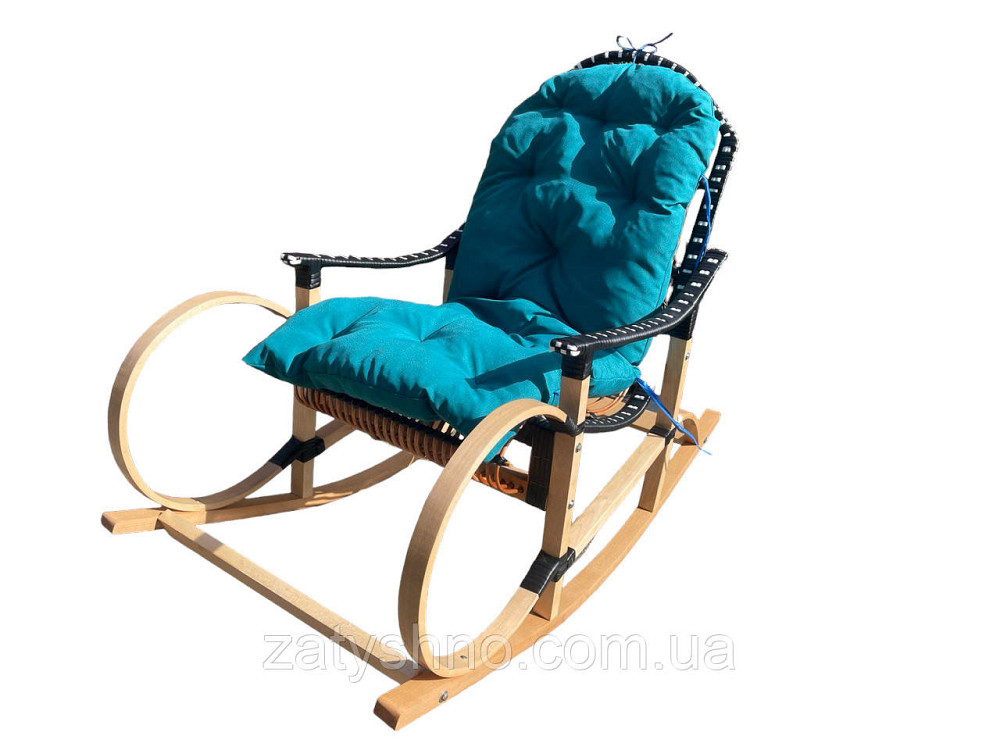 Крісло гойдалка з блакитною подушкою Київ - фото 4