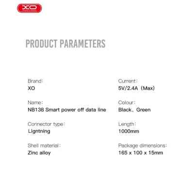 Дата кабель USB 2.0 AM to Lightning 1.0m 2A zinc alloy black XO (NB138-L-1-BK) Винница