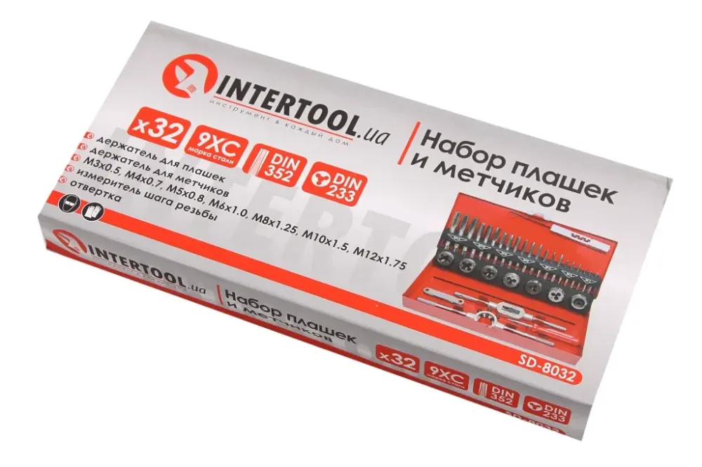Набір плашок і мітчиків Intertool (32 ед.) М3-М12 Вінниця - фото 3