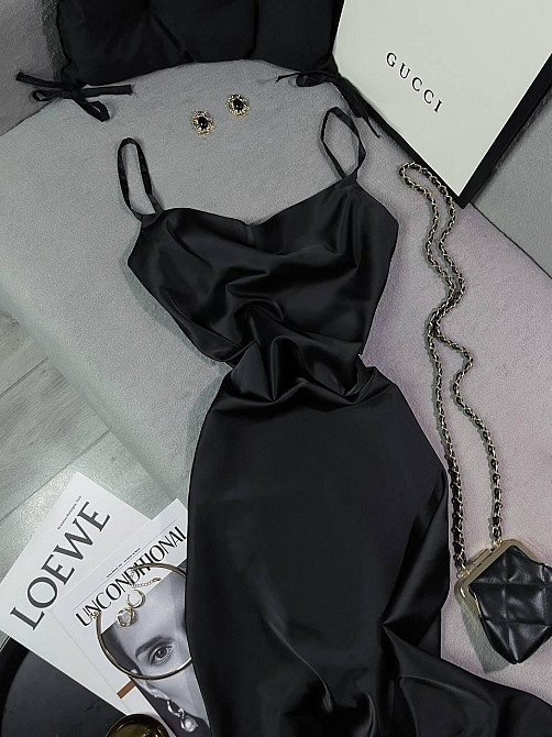 Женское романтическое элегантное платье шелк Черный, 44/46 Одесса - изображение 2