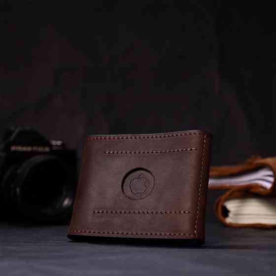 Надійний шкіряний затискач для грошей з тримачем Apple AirTag GRANDE PELLE 11618 Коричневий Київ