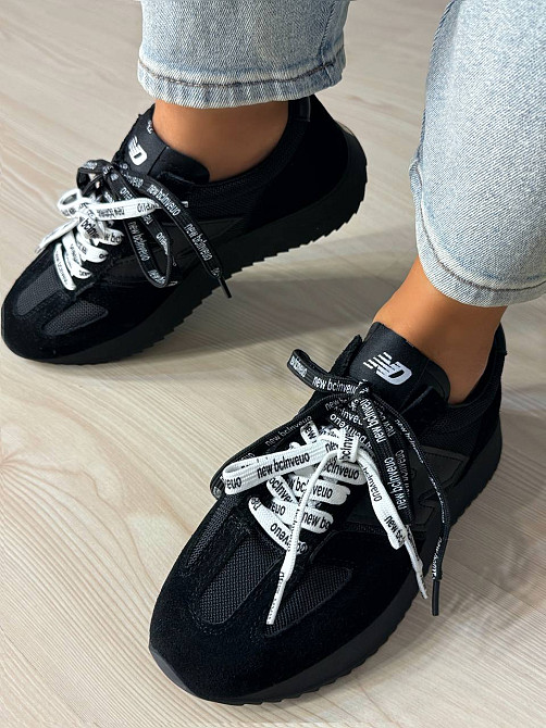 Кросівки жіночі Hengji 23-1 комбіновані замша з сіткою подвійний шнурок чорні, 40, 25 см Київ - фото 2