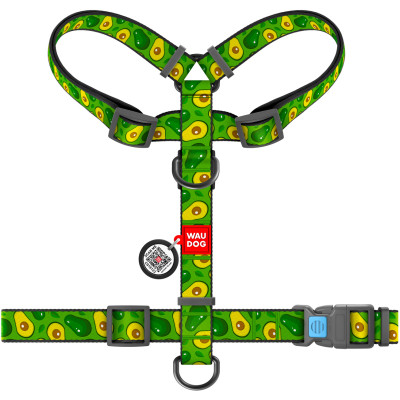 Шлей для собак WAUDOG Nylon с QR паспортом анатомическая H-образная "Авокадо" M (5550) Винница - изображение 2