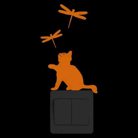 Люмінесцентна наклейка "Кіт і птиці" - 10*10см (наклейка набирає світло і світиться в темряві) Київ