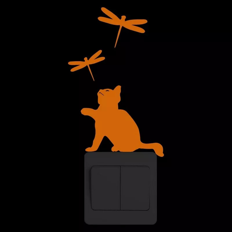 Люмінесцентна наклейка "Кіт і птиці" - 10*10см (наклейка набирає світло і світиться в темряві) Київ - фото 2