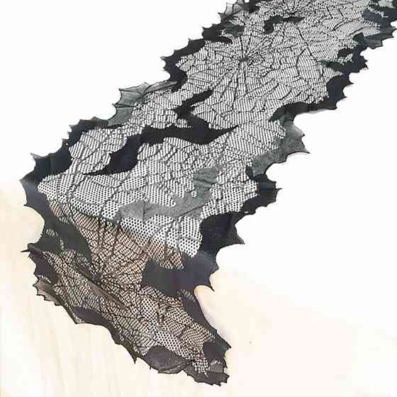 Скатерть на Хэллоуин дорожка Летучие Мыши 173 на 33 см черный Киев