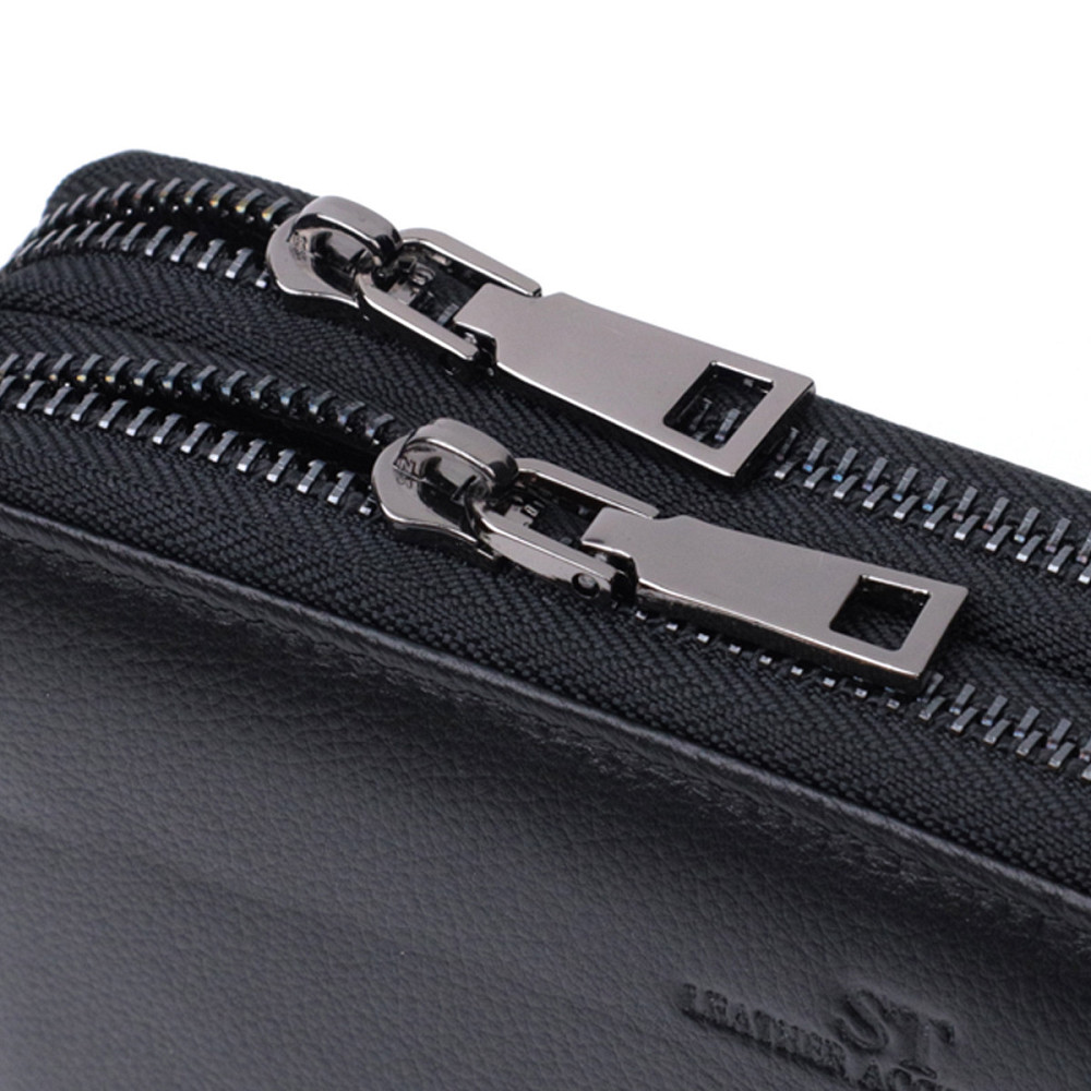 Мужской кожаный клатч для карт купюр и документов ST Leather 22684 Черный Киев - изображение 15