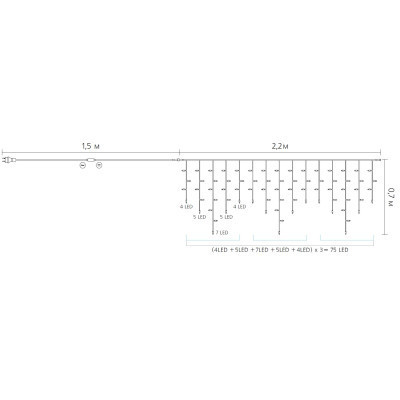 Гирлянда Delux ICICLE С 75LED 2х0.7 м синий/прозрачный IP20 (90017984) Винница - изображение 4