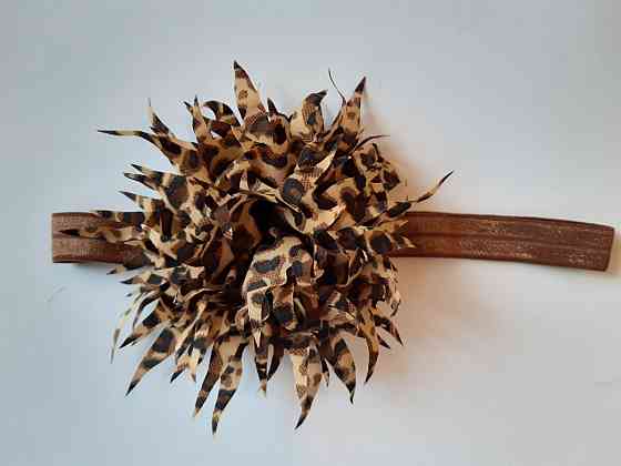 Дитяча красива пов'язка з леопардовий - окружність 38-60см, квітка 9см Київ