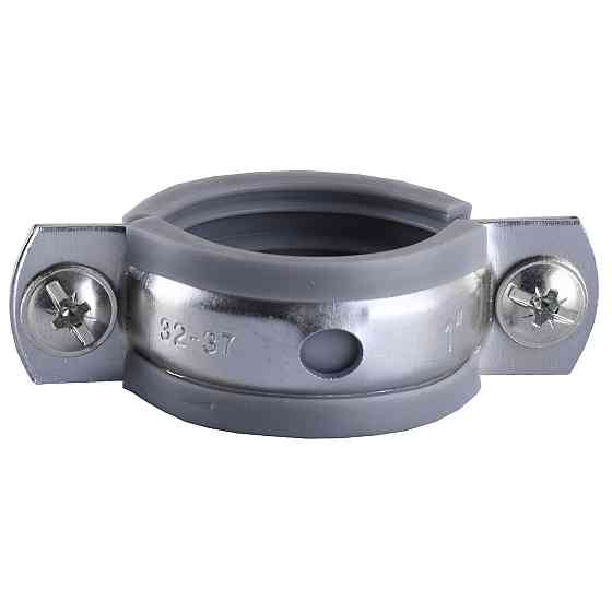 Хомут у зборі CR 1" (32-37 мм) з гвинтом-шурупом 8*80 і дюбелем у уп., сірий Київ