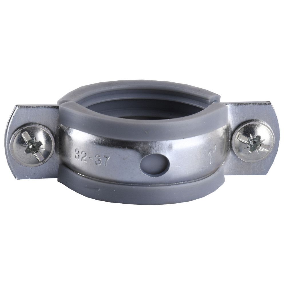 Хомут у зборі CR 1" (32-37 мм) з гвинтом-шурупом 8*80 і дюбелем у уп., сірий Київ - фото 2