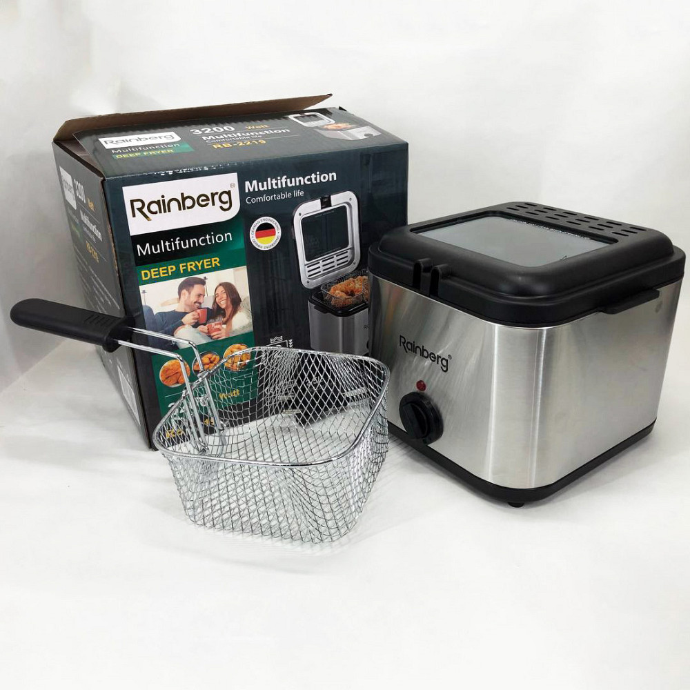 Фритюрница для дома Rainberg RB-2219 с терморегулятором и съемной чашей электрофритюрница мини фритюрница ZV-48 Львов - изображение 2