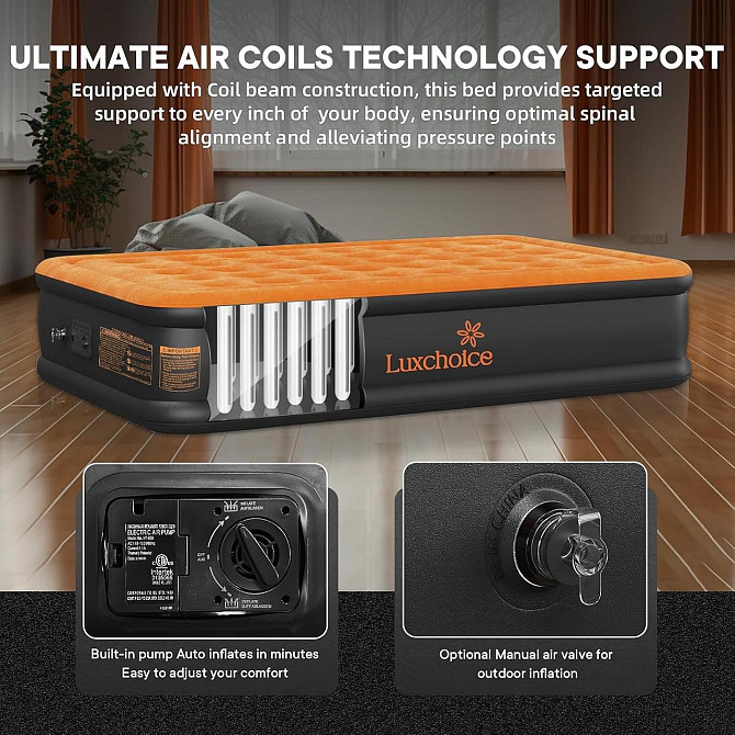 Luxchoice twin 191x99x40 см надувний матрац з вбудованим насосом, зручний для кемпінгу та дому, наду Київ - фото 5