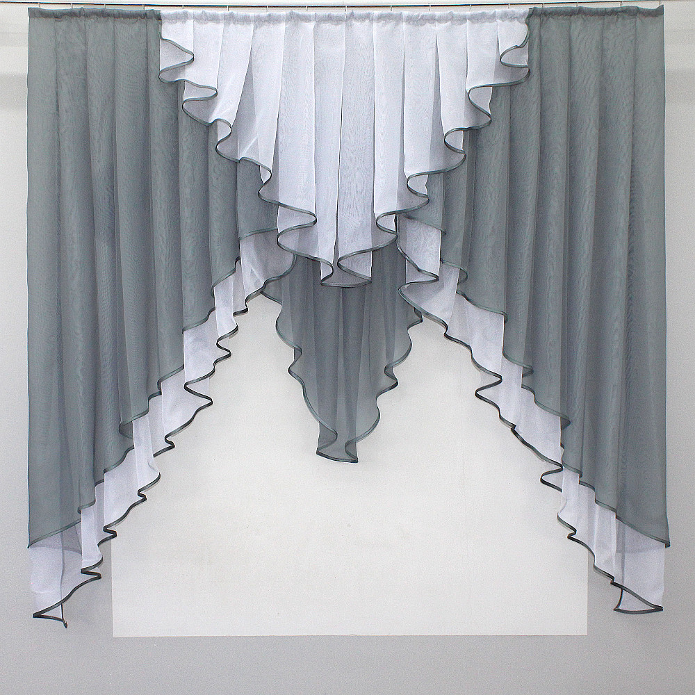 Кухонный ламбрекен VR-Textil № 022к графитовый с белым 150х150 см (52-0014) Киев - изображение 1