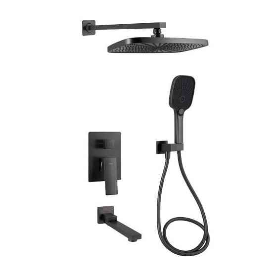 Душевая система из латуни Qtap Gemini скрытого монтажа на три потребителя QTGEM114GMB45704 Gunmetal Black Харьков