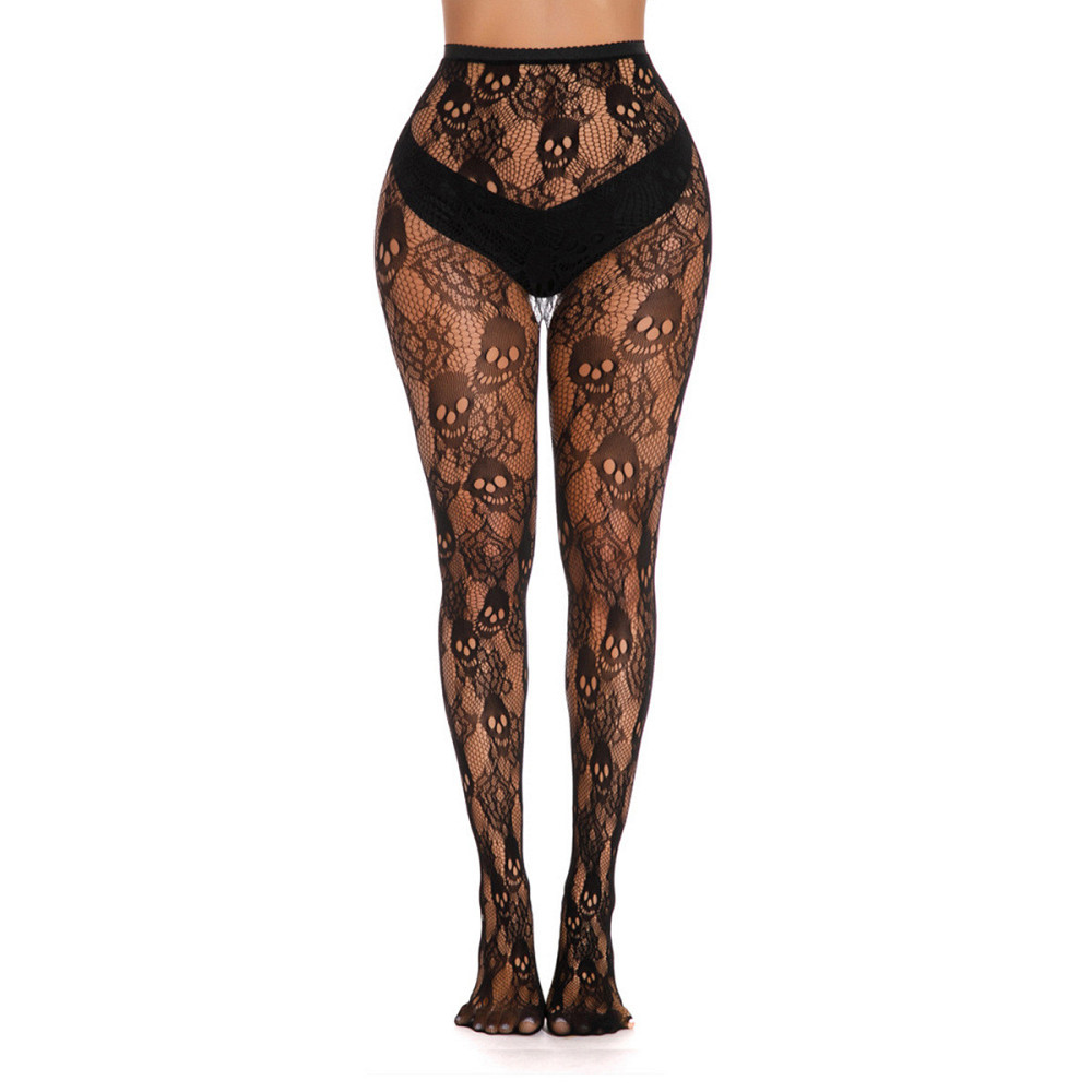 Женские колготки с черепами one size черный Киев - изображение 1