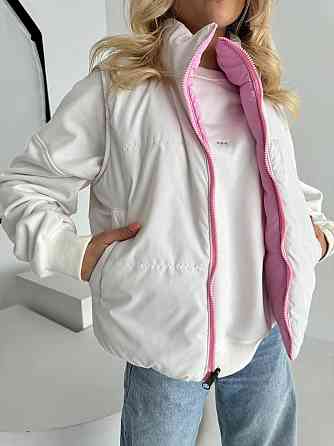 Жіноча двостороння жилетка з кулісками по боках та кишенею плащівка емі + силікон Одеса