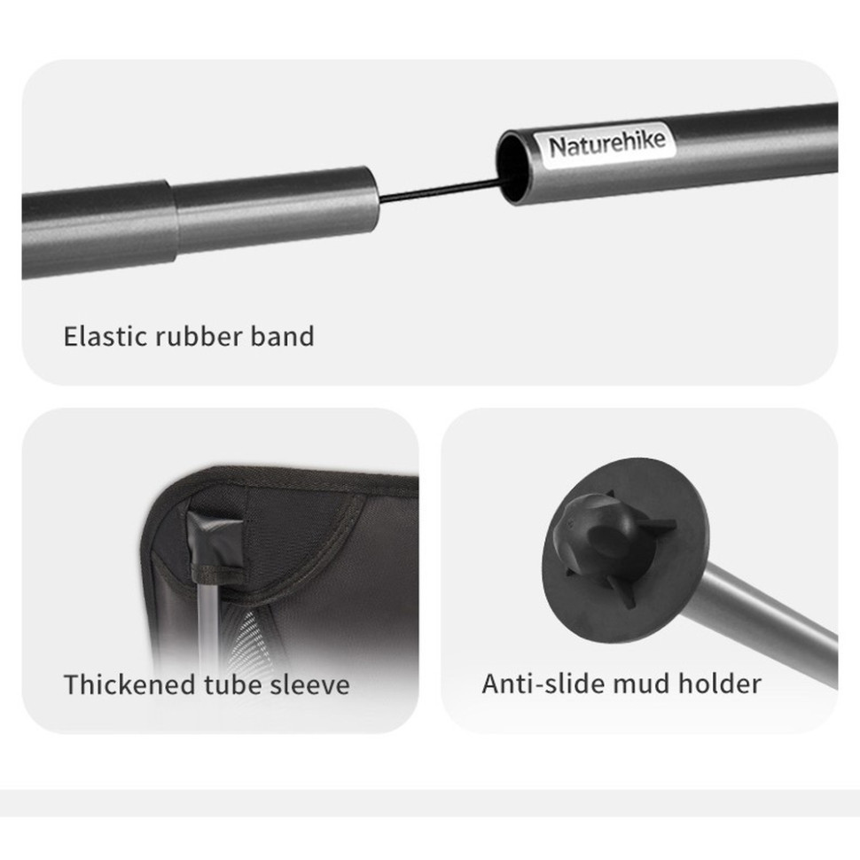 Стілець складаний ультралегкий Naturehike Stellaluna L04 CNK2450JJ015, розмір L, алюміній, сірий Киев - изображение 3