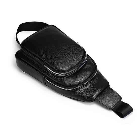Мужской рюкзак на плечо Tiding Bag (18 х 32 х 8 см) из натуральной кожи Черный Киев
