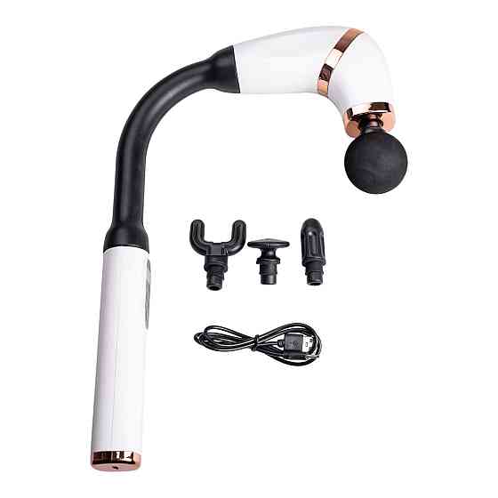 Перкусійний ручний масажер акумуляторний 17 Вт зарядка від USB до 3200 об/хв Білий HP-11-11W Коломия