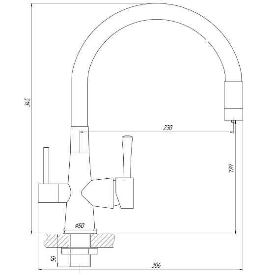 Змішувач для кухні під осмос Globus Lux LAZER GLLR-0903-10-BB Тернопіль