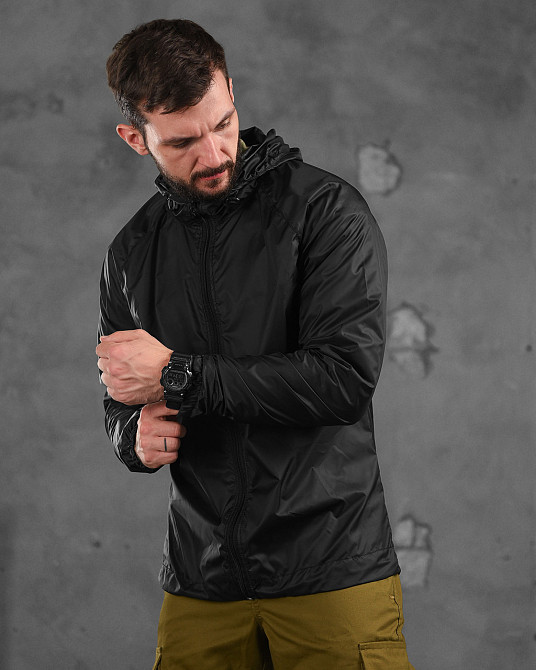 Дождевик куртка мужская черная ветровка компактная карман 50 Одесса - изображение 2