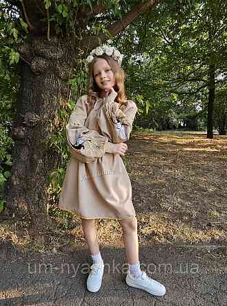 Детский платье вышиванка с ласточками и колосками 