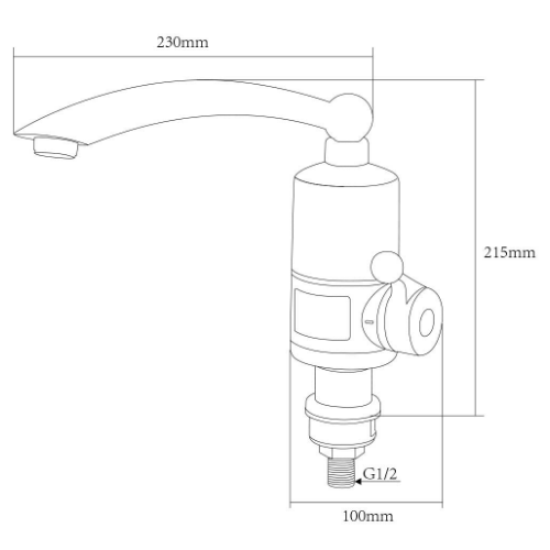 Кран-водонагрівач проточний NZ 0,4-5бар 3,0кВт для кухні гусак прямий на гайці Aquatica Житомир - изображение 3