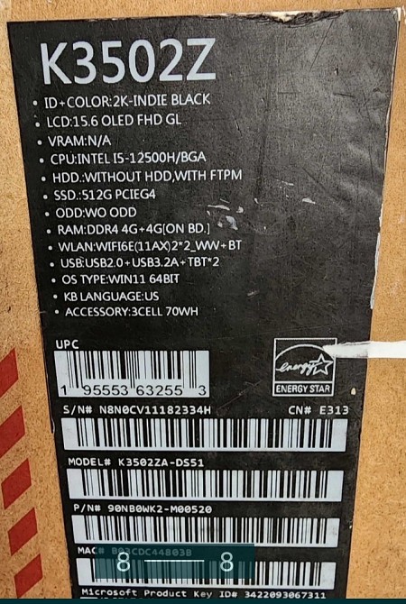 Ноутбук: ASUS S 15,6" OLED FHD K3502ZA i5-12500H 8/512Gb. Харків - фото 8