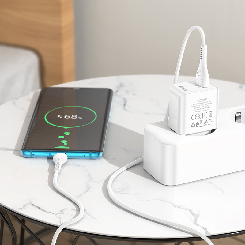 Зарядное устройство HOCO C98A Proton с кабелем Type-C белое Киев - изображение 3