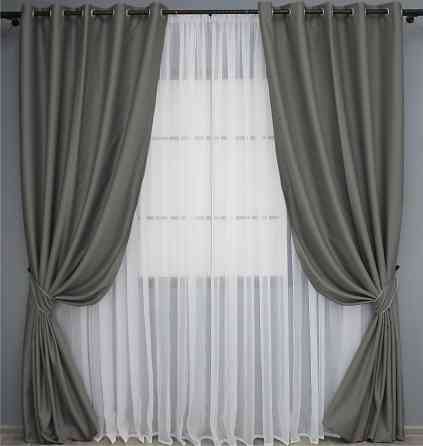 Комплект штор на люверсах VR-Textil Midnight № 1228ш 150х270 см 2 шт Сірий (37-0137) Київ