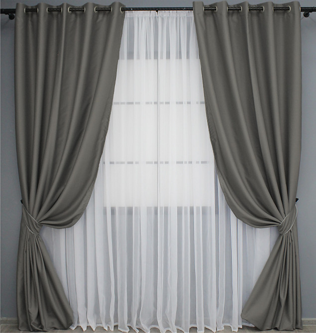 Комплект штор на люверсах VR-Textil Midnight № 1228ш 150х270 см 2 шт Сірий (37-0137) Київ - фото 2