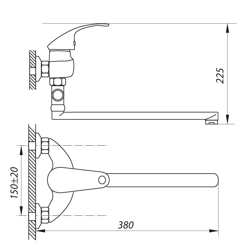 Стильний змішувач для ванни Zerix EYB 135 з комфортним виливом Харків - фото 2
