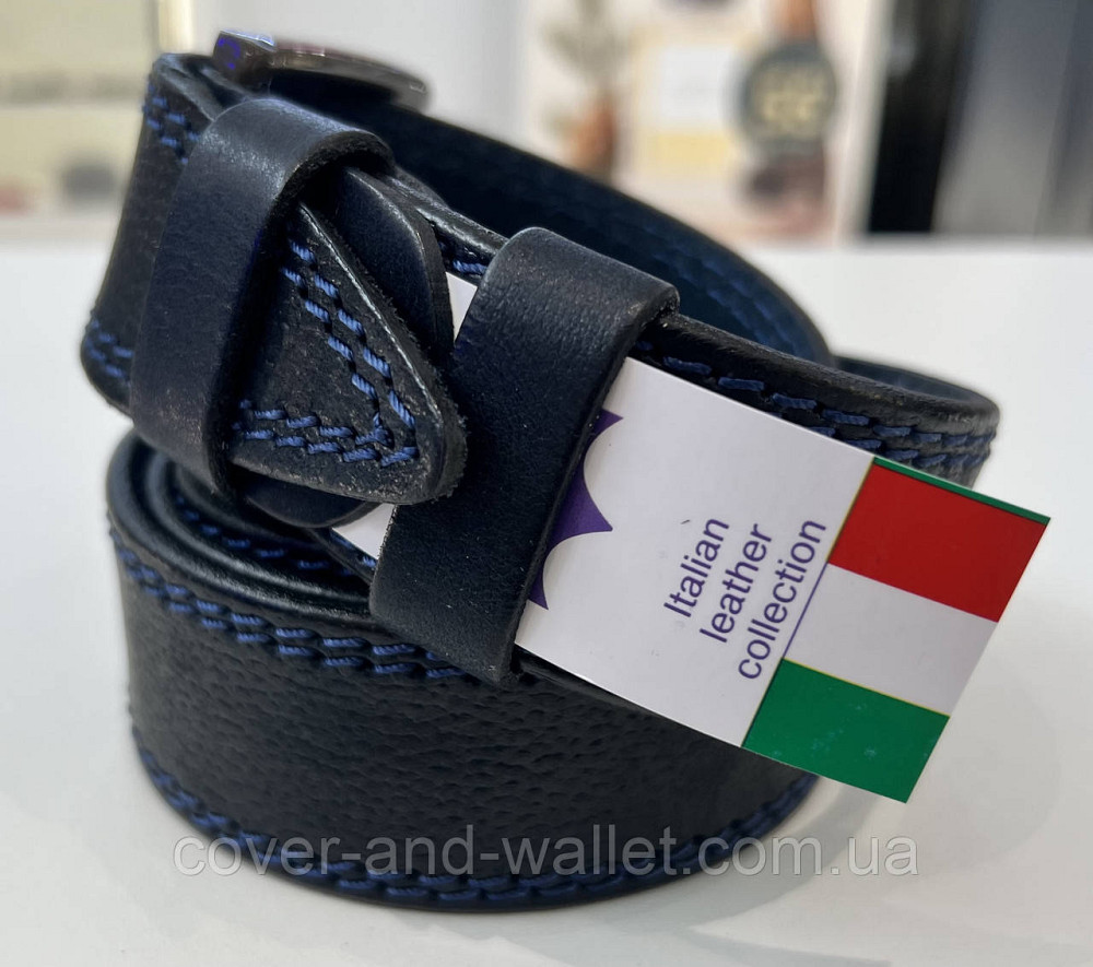 Стильний широкий чоловічий шкіряний ремінь чорного кольору 40мм ST Leather Київ - фото 10