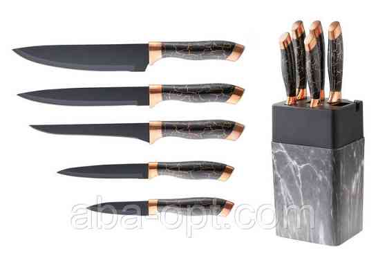 Набір ножів з підставкою 6 предметів Мармур голд (шт) Одеса
