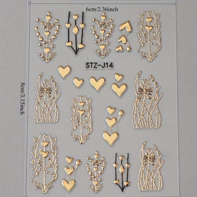 3D наклейки для ногтей золотые с сердцами – набор 2 шт Киев - изображение 7