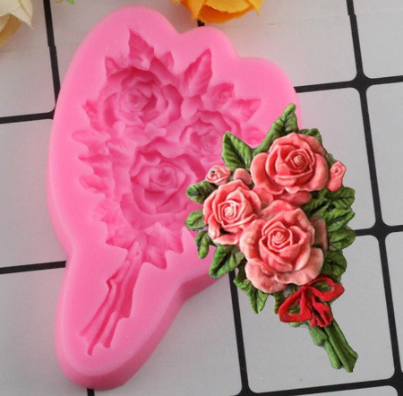 Молд кондитерский Букет роз 73 на 40 мм розовый Киев - изображение 1