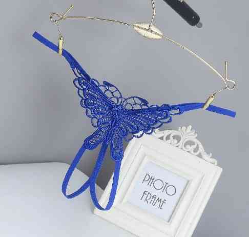 Еротичні трусики з метеликом та розрізом універсальний синій Київ