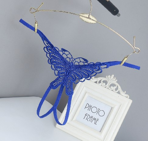 Еротичні трусики з метеликом та розрізом універсальний синій Київ - фото 1