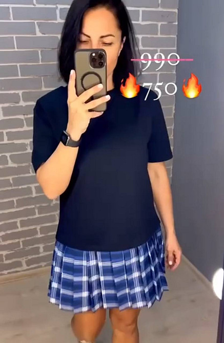 Платье женское KEYYMOD 34068 имитация футболки с юбкой в ​​клетку короткое темно синее, темно-синий, Одесса - изображение 10