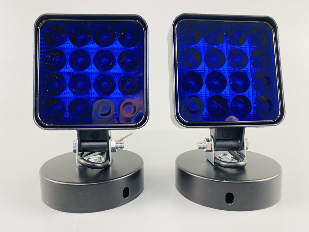 Фара LED квадратна 48 W 12 V 6500 K (16 діодів) (8.4 см х 8.4 см х 2 см) Mini (синя) Мукачево - фото 2